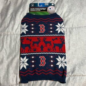 MLB Boston Red Sox Fair Isle Christmas Dog Sweater Size Large